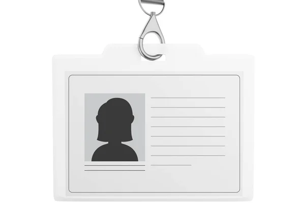 3d White plastic ID badge with lanyard — Stock Photo, Image