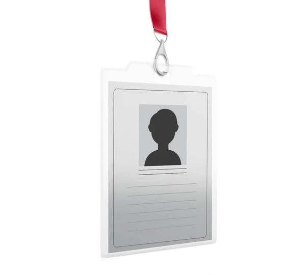 3d White plastic ID badge with lanyard — Stock Photo, Image