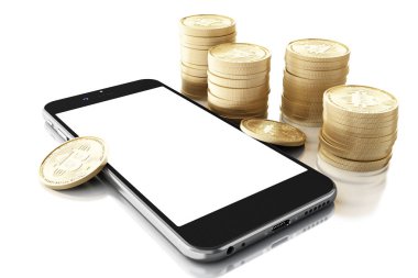Bitcoin para ile 3D Smartphone.