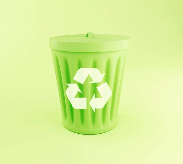 3D-groen recycleren bin. — Stockfoto