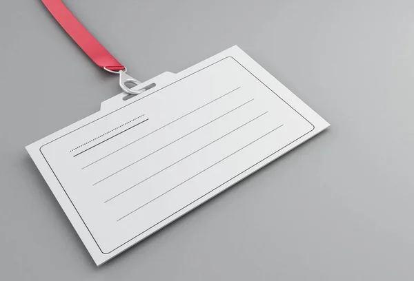 3d White plastic ID badge with lanyard — Stock Photo, Image