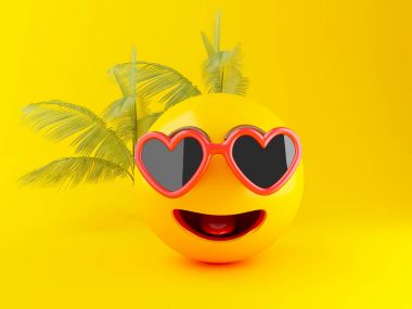 güneş gözlüğü, yaz konsepti ile 3D Emoji