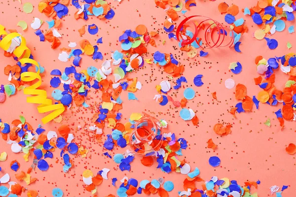 Renkli parti konfeti arka plan Üstten Görünüm — Stok fotoğraf