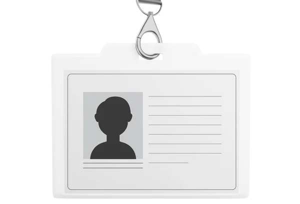 3d White plastic ID badge with lanyard — Stock Photo, Image