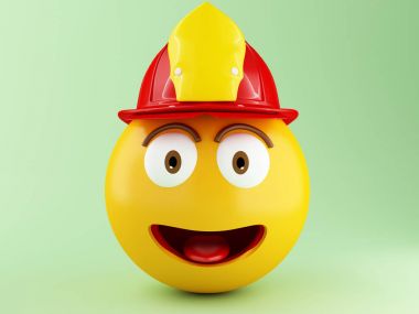 3D itfaiyeci emoji ile helment