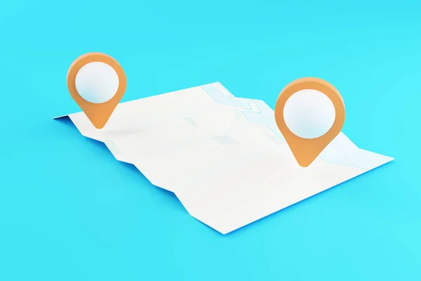 Carte 3d avec pointeurs GPS — Photo