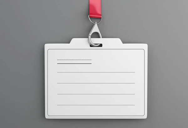 3d badge ID in plastica bianca con cordino — Foto Stock