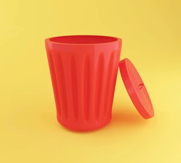 3D öppen röda papperskorgen kan. — Stockfoto