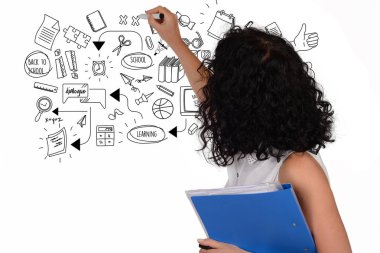 Güzel okul öğretmen çizim okul kroki portresi