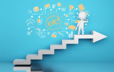 3d beyaz insanlar iş çizim kroki