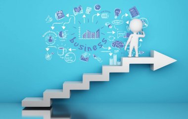 3d beyaz insanlar iş çizim kroki