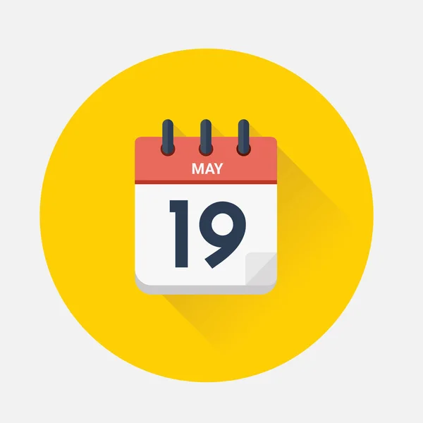 Vetor do calendário do dia com data 19 de maio de 2018 — Vetor de Stock