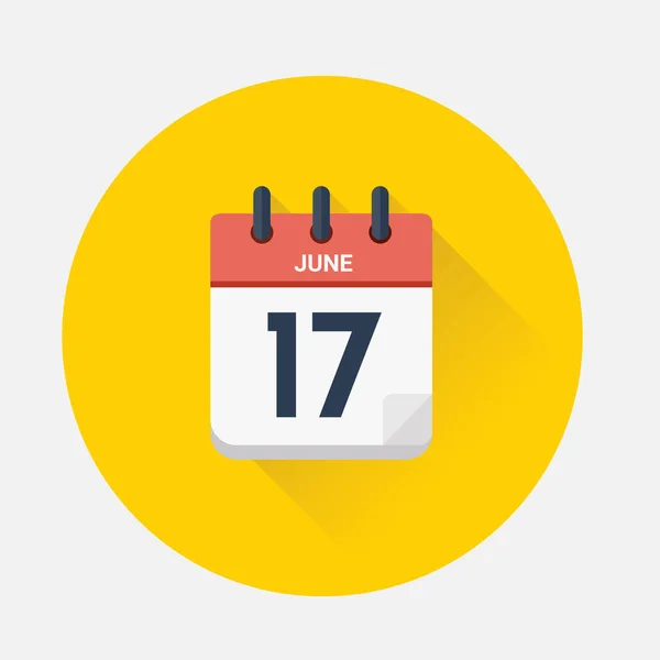 Vetor do calendário do dia com data 17 de junho de 2018 — Vetor de Stock