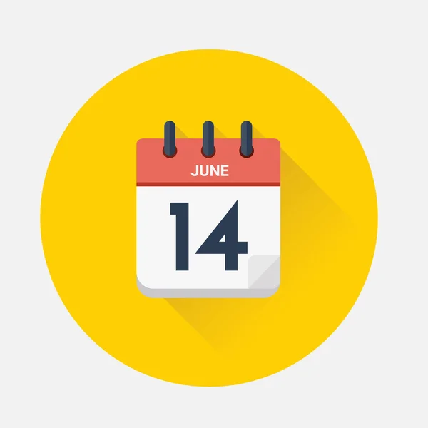 Vector del calendario del día con fecha 14 de junio de 2018 — Archivo Imágenes Vectoriales