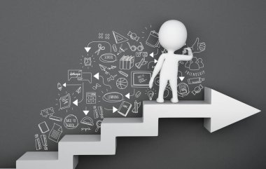 Mezuniyet çizim 3d beyazlar kroki