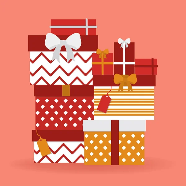 Ilustración vectorial. Montón de cajas de regalo . — Archivo Imágenes Vectoriales