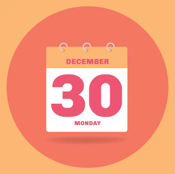 Napi naptár dátummal december 30. — Stock Vector