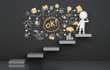 3d beyaz insanlar iş çizim kroki