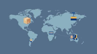 World wide transport concept. Shipping and delivery concept. 4K Video animation.