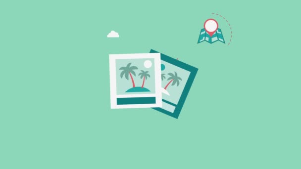 Iconos Viaje Concepto Viajes Vacaciones Animación Vídeo — Vídeos de Stock