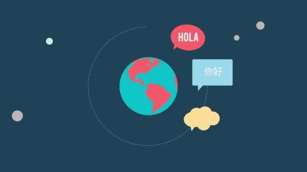 Hable Burbujas Con Diferentes Idiomas Todo Mundo Concepto Comunicación Global — Vídeo de stock