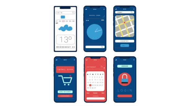 Mobiele Apps Concept Social Media Netwerken Online Concept Video Animatie — Stockvideo