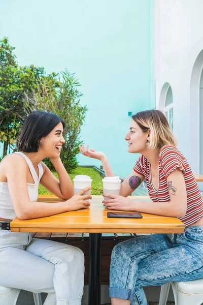 Porträt Eines Verliebten Lesbischen Paares Das Gute Zeit Miteinander Verbringt — Stockfoto