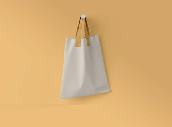 Illustration Mockup Cotton Textile Bag Hanging Isolated Background — Stock Photo, Image