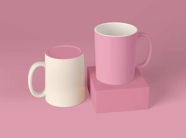 3Dイラスト ブランクコーヒーマグカップデザインモックアップ上の隔離された背景 — ストック写真