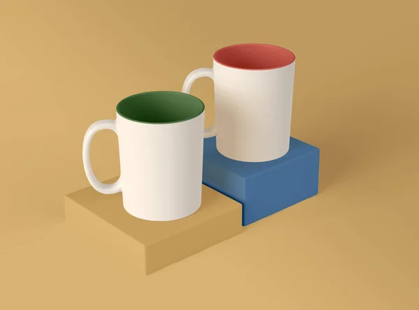 Illustration Tasses Café Vierges Design Maquette Sur Fond Isolé — Photo