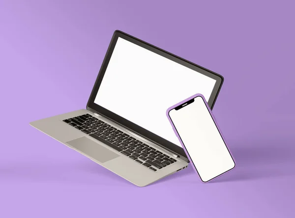 Illustration Laptop Smartphone White Screen Isolated Background Technology Concept — Stock Photo, Image