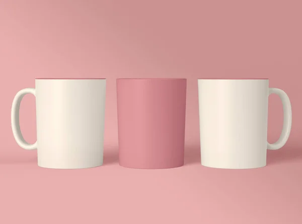 Ilustración Tazas Café Blanco Diseño Maqueta Sobre Fondo Aislado — Foto de Stock