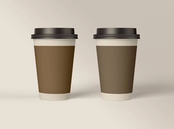 Illustration Tomma Mockup Pappersmuggar Isolerad Bakgrund Bort Kaffe För Att — Stockfoto