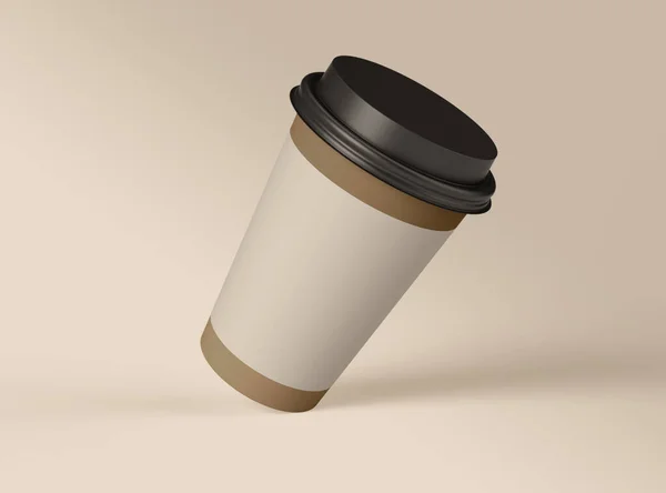 Illustration Tomma Mockup Pappersmugg Isolerad Bakgrund Bort Kaffe För Att — Stockfoto
