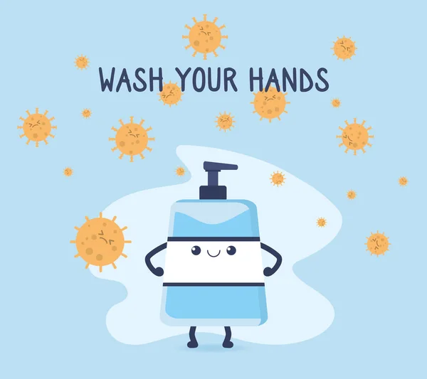 ベクトルイラスト 感染から身を保護し コロナウイルスの拡散を防ぐためにあなたの手を洗う コロナウイルスCovid 19流行コンセプト — ストックベクタ