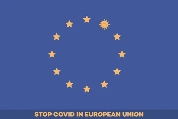 Ilustração Vetorial União Europeia Luta Contra Pandemia Coronavírus Conceito Surto — Vetor de Stock