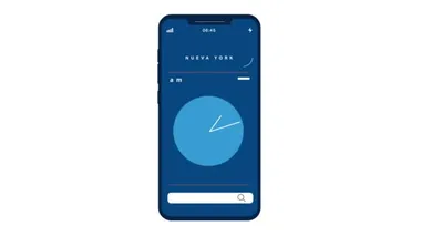 Ekranda saat uygulaması olan akıllı telefon. Planlama, program ve mobil uygulama konsepti. 4K Video Canlandırması.