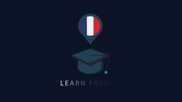 Aprende Francés Aprender Idiomas Cursos Línea Concepto Educación Animación Vídeo — Vídeo de stock