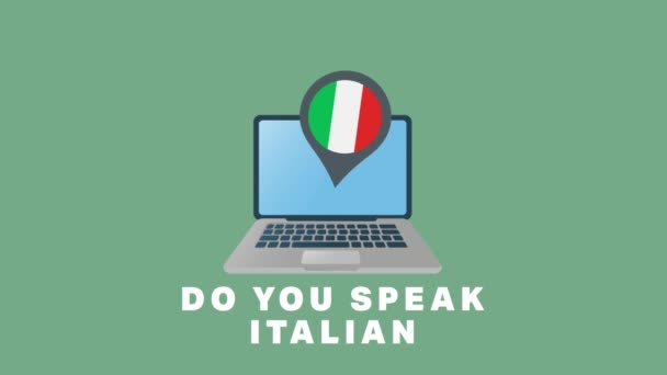 Italienisch Lernen Sprachen Lernen Online Kurse Und Ausbildungskonzept Videoanimation — Stockvideo