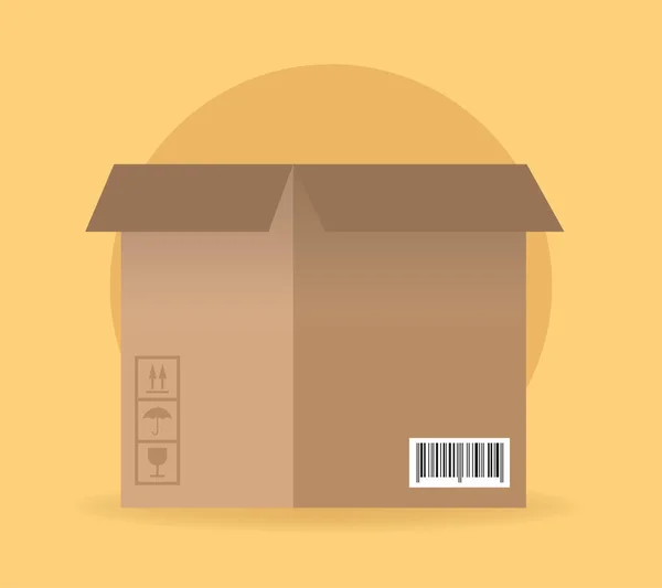 Ilustración Vectorial Caja Cartón Envío Fondo Amarillo Aislado Concepto Entrega — Vector de stock