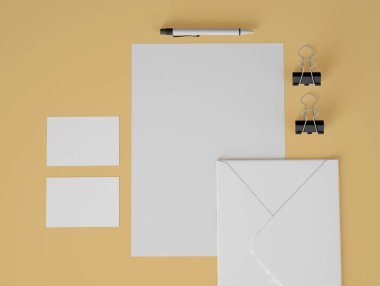 3D Illustration. Markalaşmak için kimlik modelleri. İş konsepti. Şirket kimliği.