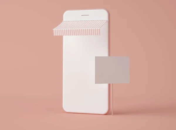 Ilustracja Smartfon Białym Ekranem Tabliczka Pustym Znakiem Odosobnionym Tle Sklep — Zdjęcie stockowe