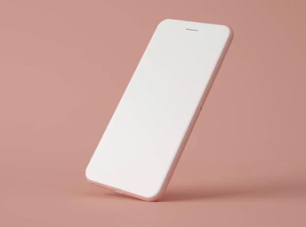 3Dイラスト パステルカラーの背景に空白の白い画面を持つスマートフォン 技術コンセプト — ストック写真