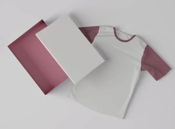 Ilustración Camiseta Blanca Rosa Limpia Blanco Con Una Caja Aislada — Foto de Stock