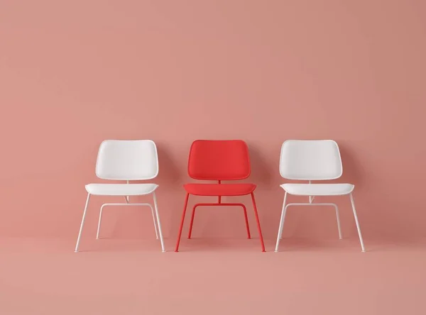 Illustration Row Chairs One Different Colour Color Pastel Background Job — Stock Photo, Image