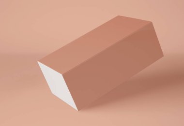 3D Illustration. İzole edilmiş arkaplanda karton paket kutusunun bir kopyası. Hediye şeker kutusu. Tasarım için şablon hazır.