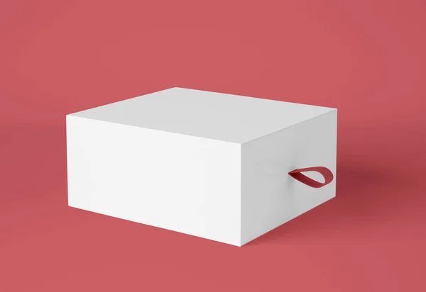 Illustration Branding Mockup Box Ribbon Pull Slide Drawer Cardboard Sliding — Stock Photo, Image