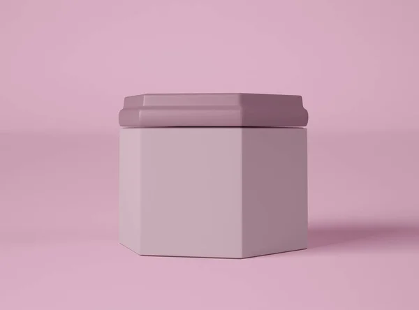 3Dイラスト 孤立した背景に現実的な六角形のパッケージボックスのモックアップ 製品パッケージ — ストック写真