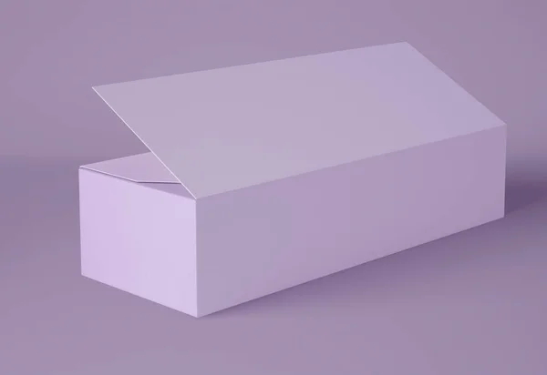 Illustration Mockup Cardboard Package Box Opened Isolated Pastel Color Background — Stock Photo, Image