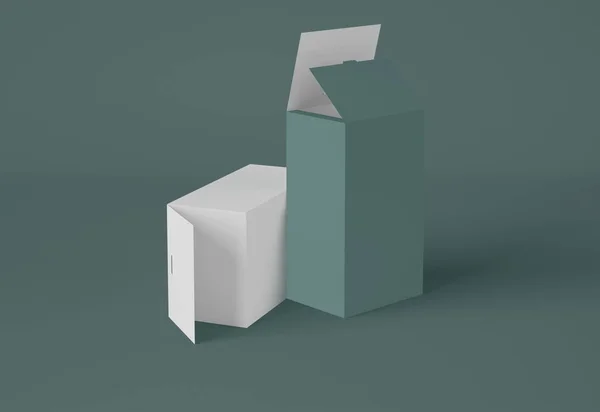 3Dイラスト 孤立した背景に背の高い長方形の段ボールパッケージボックスのモックアップ 垂直化粧品 医療箱 — ストック写真